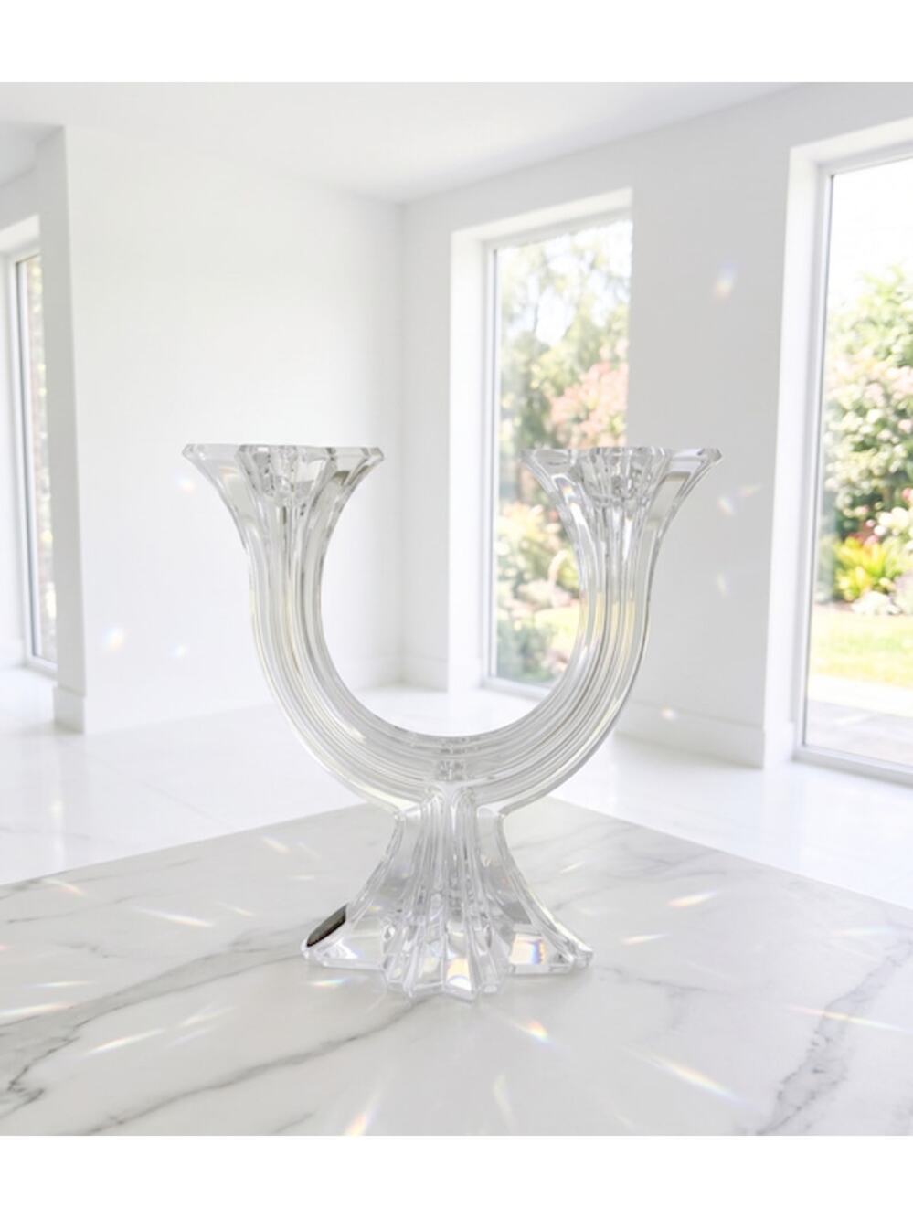 Mikasa Harlow Crystal 2 Arm Candelabra Austria Lead Crystal Taper Candle Holder